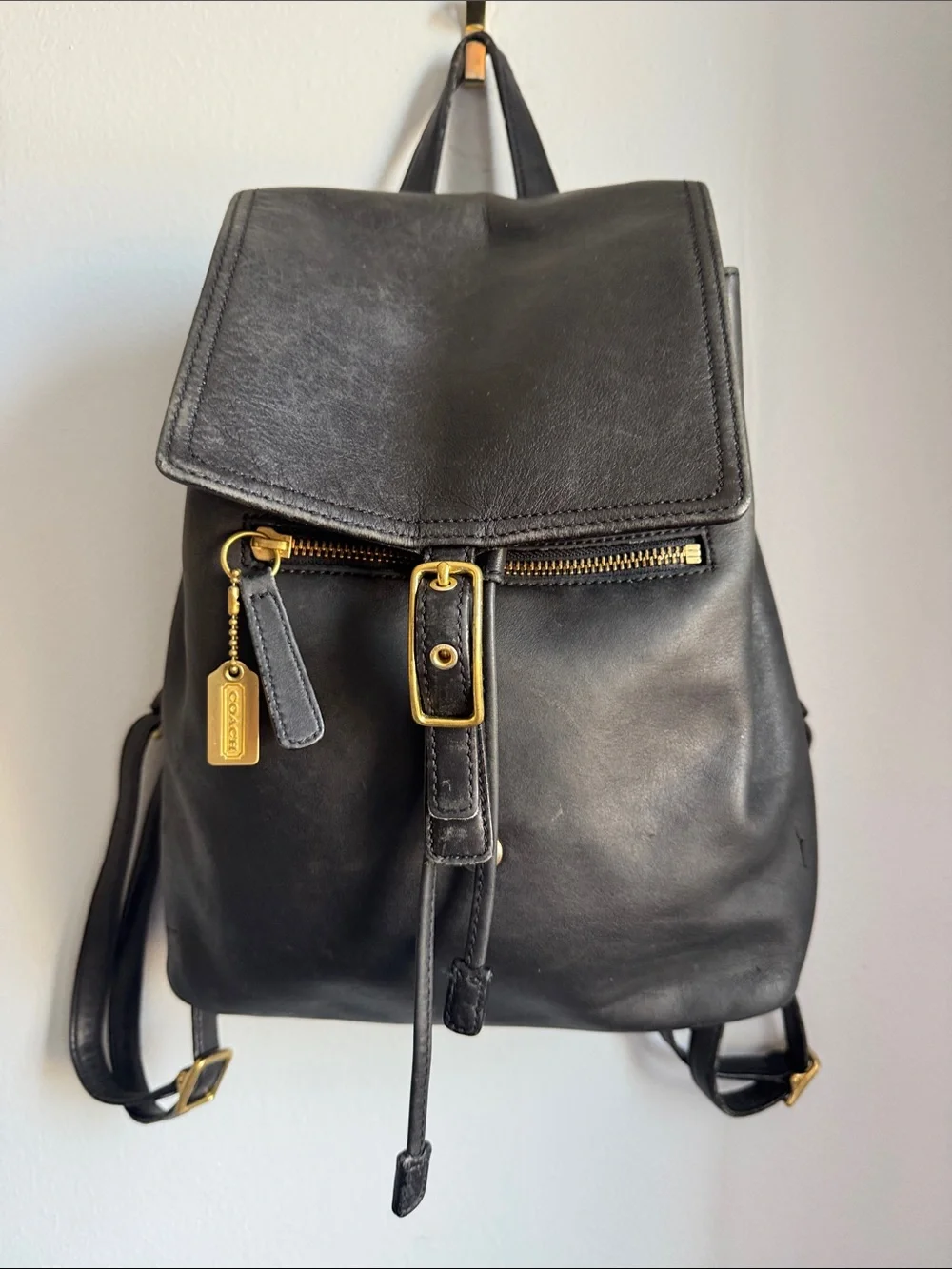 Coach 9827 Legacy Black Leather Backpack with Gold Hardware